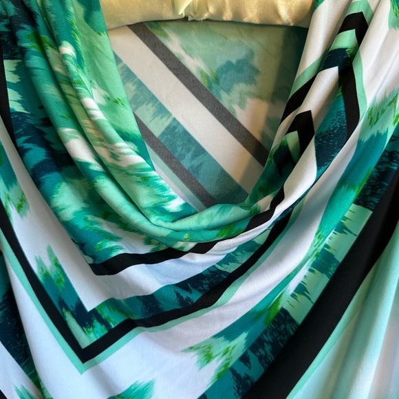 Calvin Klein Teal Black Green Geometric Sleeveless Poly Spandex Blouse Size M - Picture 6 of 9